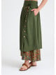 Double Layered Green Floral Skirt with Pocket and Button Detail 4692