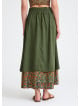Double Layered Green Floral Skirt with Pocket and Button Detail 4692