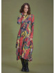 Boat Neck Thumb Hole Side Strings Yellow Pattern Dress