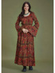 Boat Neck Black Pattern Gypsy Style Long Dress