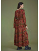 Boat Neck Black Pattern Gypsy Style Long Dress