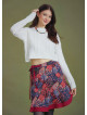 Round Neck White Cable Knit Crop Sweater