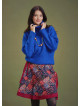 Bohemian Style Knitted Women's Saxe Blue Sweater
