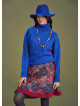 Bohemian Style Knitted Women's Saxe Blue Sweater