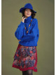 Bohemian Style Knitted Women's Saxe Blue Sweater