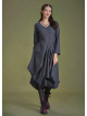 Boho Big Pockets Tie Waist V Neckline Gray Dress
