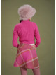 Oversized Button Wrapped Pink Patterned Mini Skirt