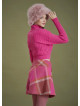 Oversized Button Wrapped Pink Patterned Mini Skirt