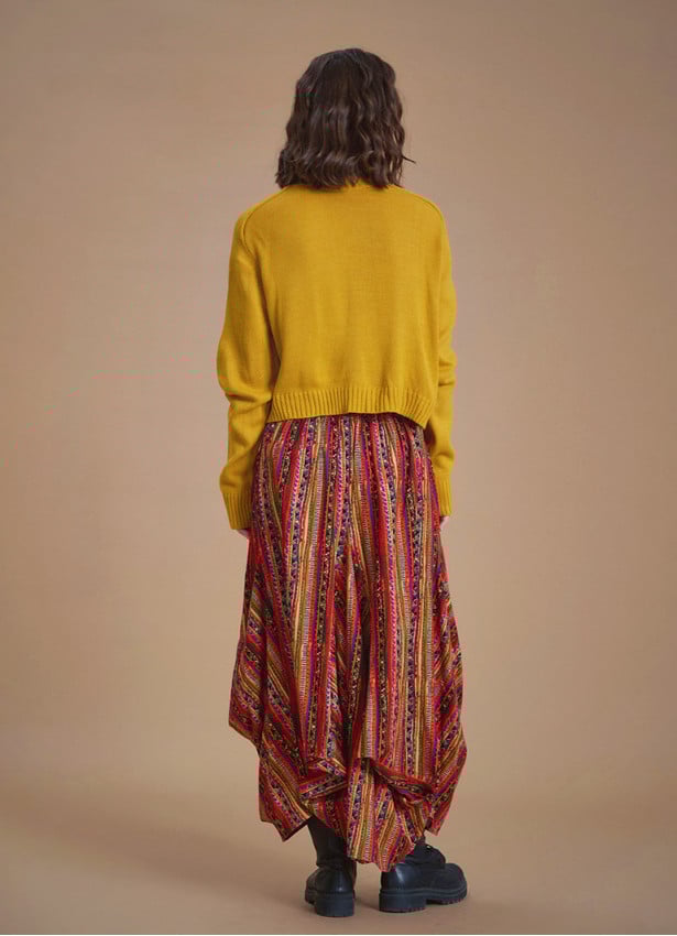 Gypsy Style Orange Print Cotton Long Skirt