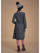 Nervure Front Laced Hem Long Sleeve Gray Dress