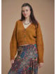 Boho Chic Cable Knit Crop Mustard Cardigan