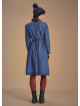 Nervure Front Laced Hem Long Sleeve Blue Dress