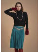 Flared Authentic Green Suede Skirt