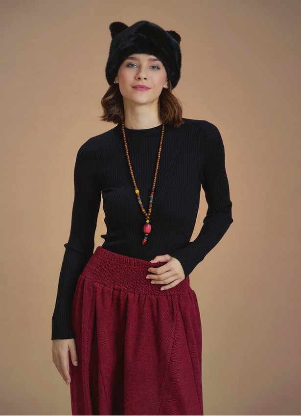 Slim Fit Black Winter Sweater