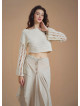 Open Crop Knitted White Sweater