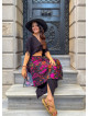 Elasticated Waist Double Layered Black Floral Skirt 4911