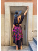Elasticated Waist Double Layered Black Floral Skirt 4911