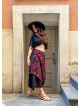 Elasticated Waist Double Layered Black Floral Skirt 4911