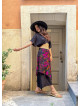 Elasticated Waist Double Layered Black Floral Skirt 4911