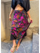 Elasticated Waist Double Layered Black Floral Skirt 4911