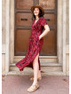 V Neck Slit Strappy Coral Flower Dress 5026