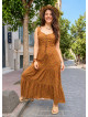 Wide Neckline Front Lace Up Green Floral Dress 5024