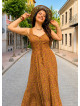 Wide Neckline Front Lace Up Green Floral Dress 5024