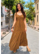 Wide Neckline Front Lace Up Green Floral Dress 5024