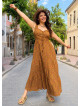 Wide Neckline Front Lace Up Green Floral Dress 5024