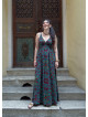 V Neck Backless Green Patterned Dress 5019