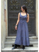 Wide Neckline Front Lace Up Navy Floral Dress 5018