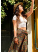 Low Waist Buttoned Green Floral Womens Authentic Trousers 5027