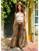 Low Waist Buttoned Green Floral Womens Authentic Trousers 5027