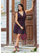 V Neck Black Floral Dress with Belted Waist 5015