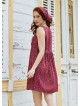V Neck Button Detail Sleeveless Red Ethnic Dress 5022