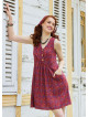 V Neck Button Detail Sleeveless Red Ethnic Dress 5022