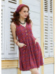 V Neck Button Detail Sleeveless Red Ethnic Dress 5022