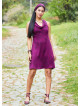 Loose Neck Zipper Front Burgundy Ethnic Dress 5004