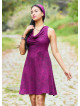Loose Neck Zipper Front Burgundy Ethnic Dress 5004