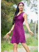 Loose Neck Zipper Front Burgundy Ethnic Dress 5004