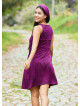 Loose Neck Zipper Front Burgundy Ethnic Dress 5004