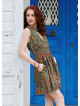 V Neck Green Floral Dress with Belted Waist 5016