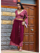 Double Layered Red Floral Skirt with Pockets and Button Details 5028