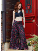 Low Waist Buttoned Black Patterned Womens Authentic Trousers 5017