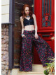 Low Waist Buttoned Black Patterned Womens Authentic Trousers 5017