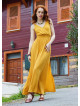 V Neck Slit Front Mustard Summer Dress 4978