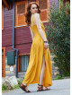 V Neck Slit Front Mustard Summer Dress 4978