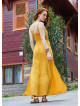 V Neck Slit Front Mustard Summer Dress 4978