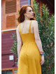 V Neck Slit Front Mustard Summer Dress 4978