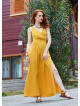 V Neck Slit Front Mustard Summer Dress 4978